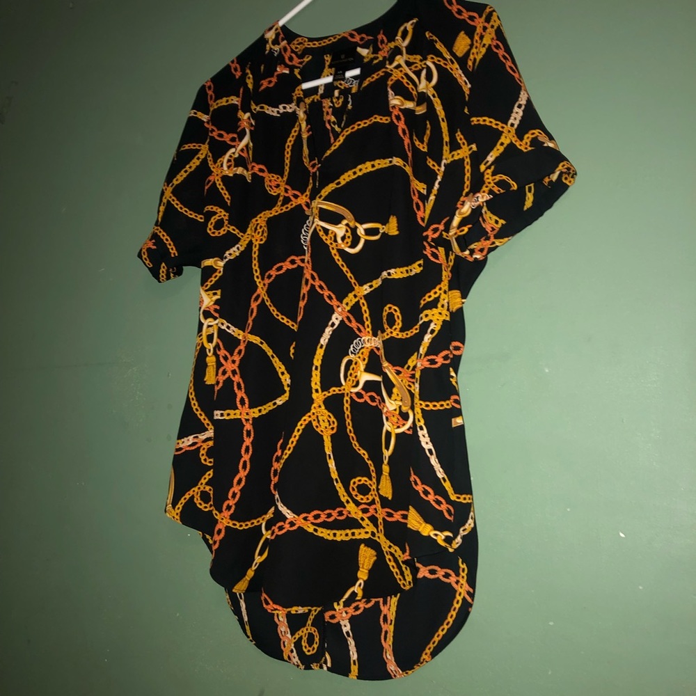 Black Chain Print Blouse